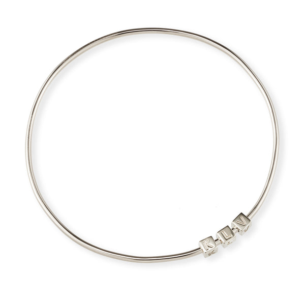 3 Cube Initial Bangle in Sterling Silver