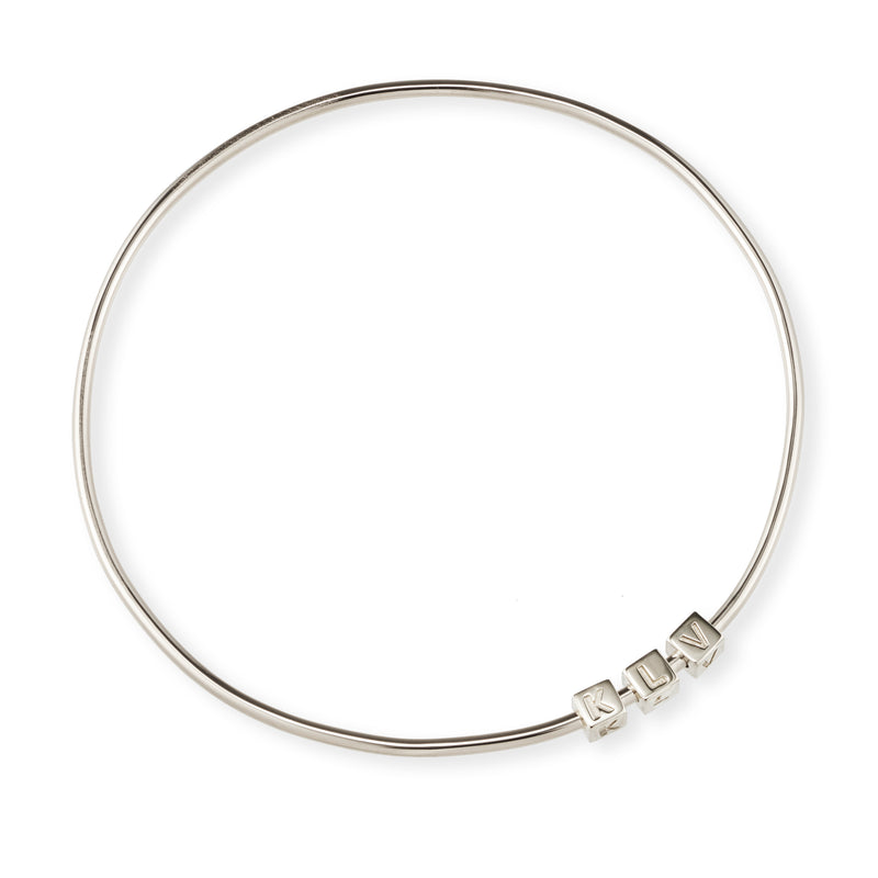 3 Cube Initial Bangle in Sterling Silver