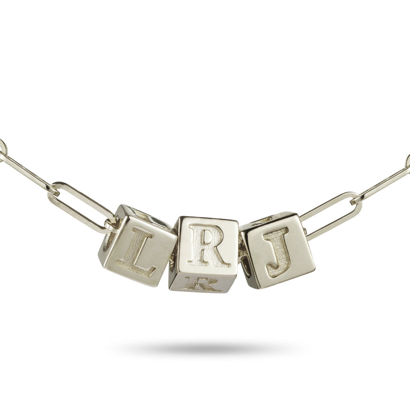 3 Cube BOLD Initial Necklace in Sterling Silver