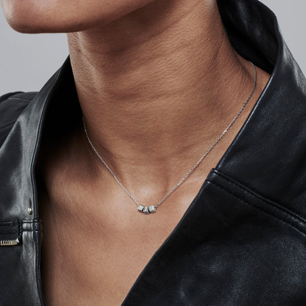3 Cube Initial Necklace in Sterling Silver