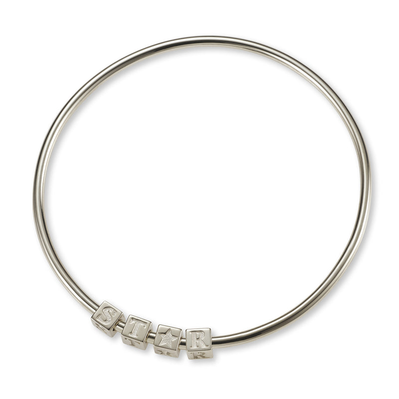 4 Cube BOLD Initial Bangle in Sterling Silver