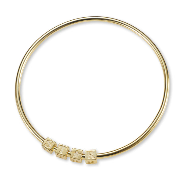 4 Cube BOLD Initial Bangle in Yellow Gold