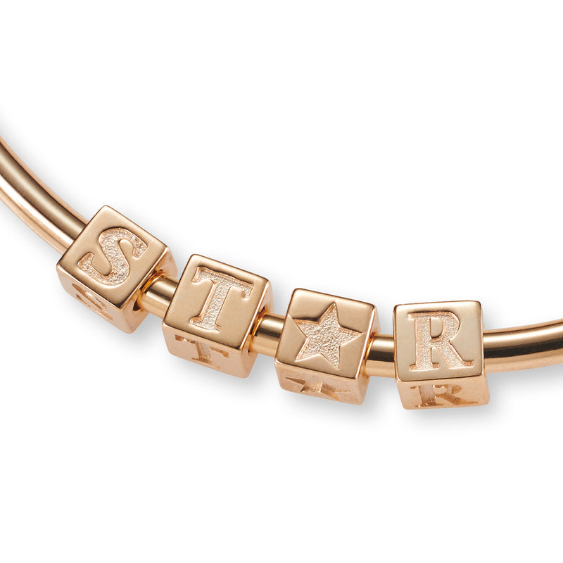 4 Cube BOLD Initial Bangle in Rose Gold