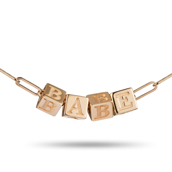 4 Cube BOLD Initial Necklace in Rose Gold