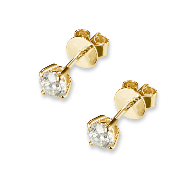 Pair of Lab Grown Diamond Stud Earrings in Yellow Gold