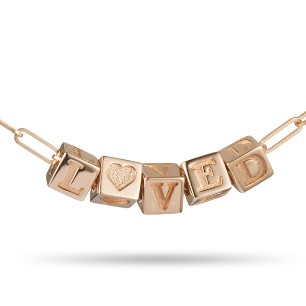 5 Cube BOLD Initial Necklace in Rose Gold