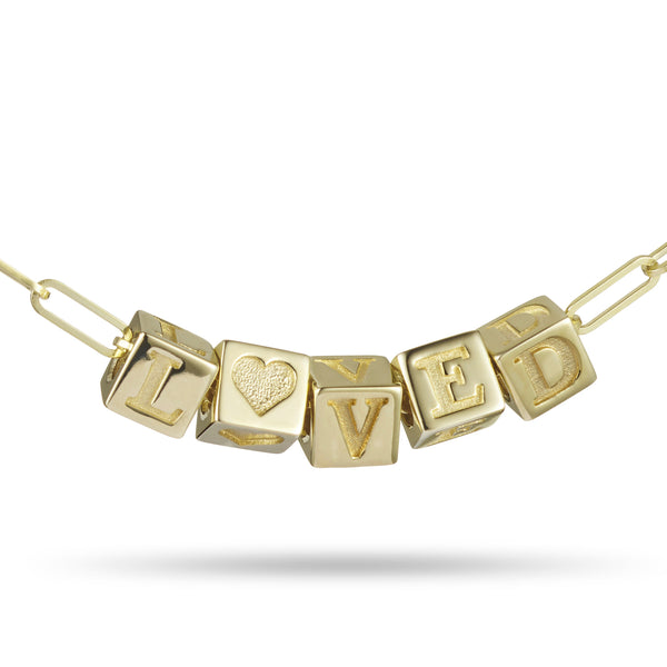 5 Cube BOLD Initial Necklace in Yellow Gold