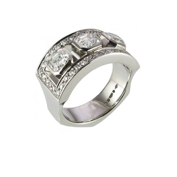 Asscher Cut Diamond Platinum Dress Ring.