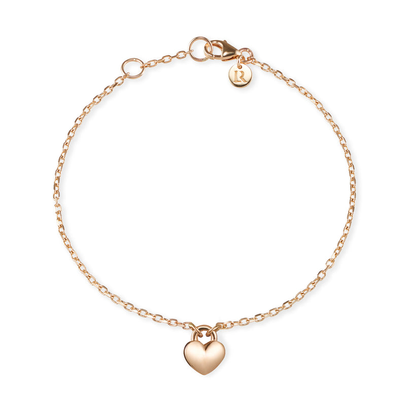 Love Heart Padlock Bracelet in Rose Gold
