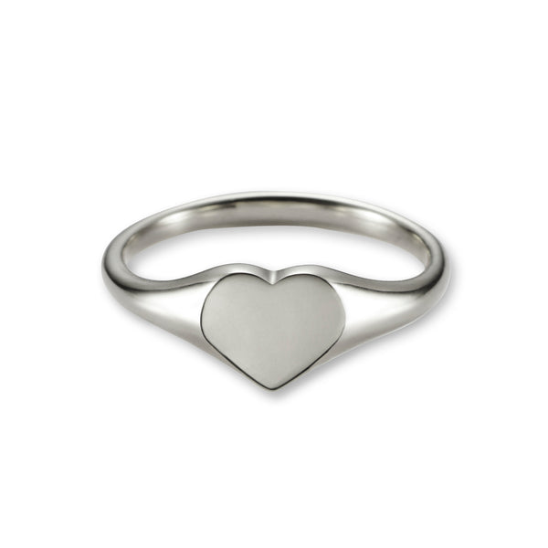 Baby Heart Signet Ring in Sterling Silver