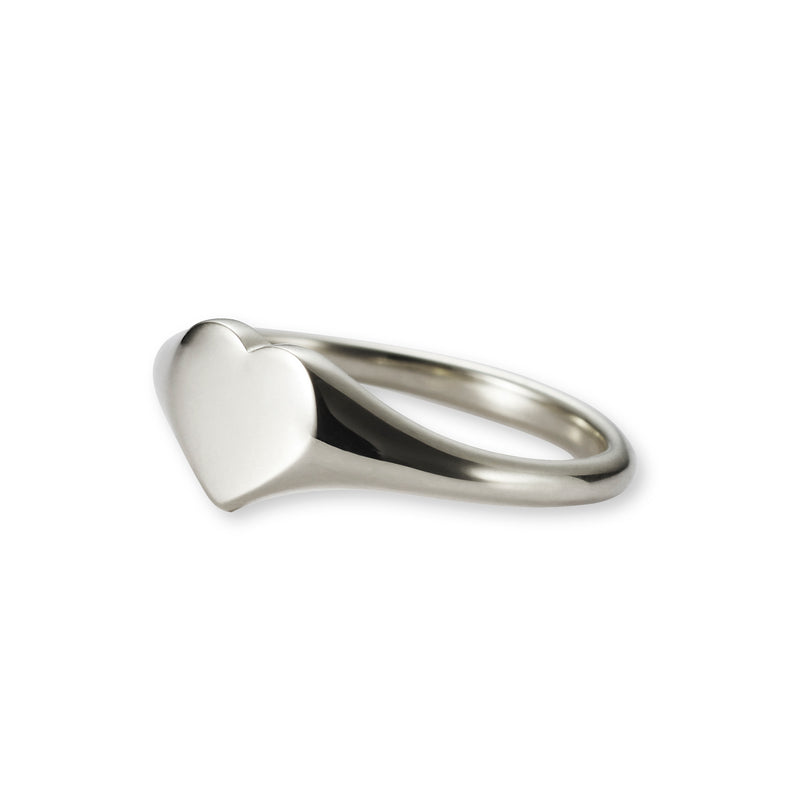 Baby Heart Signet Ring in Sterling Silver
