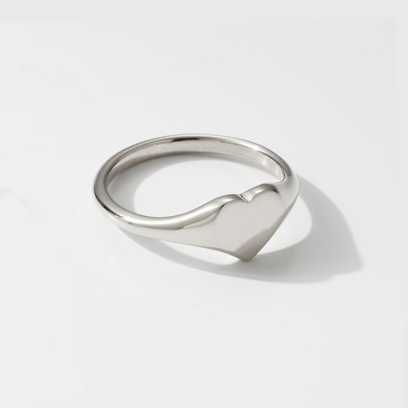 Baby Heart Signet Ring in Sterling Silver