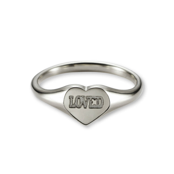 Baby LOVED Heart Signet Ring in Sterling Silver