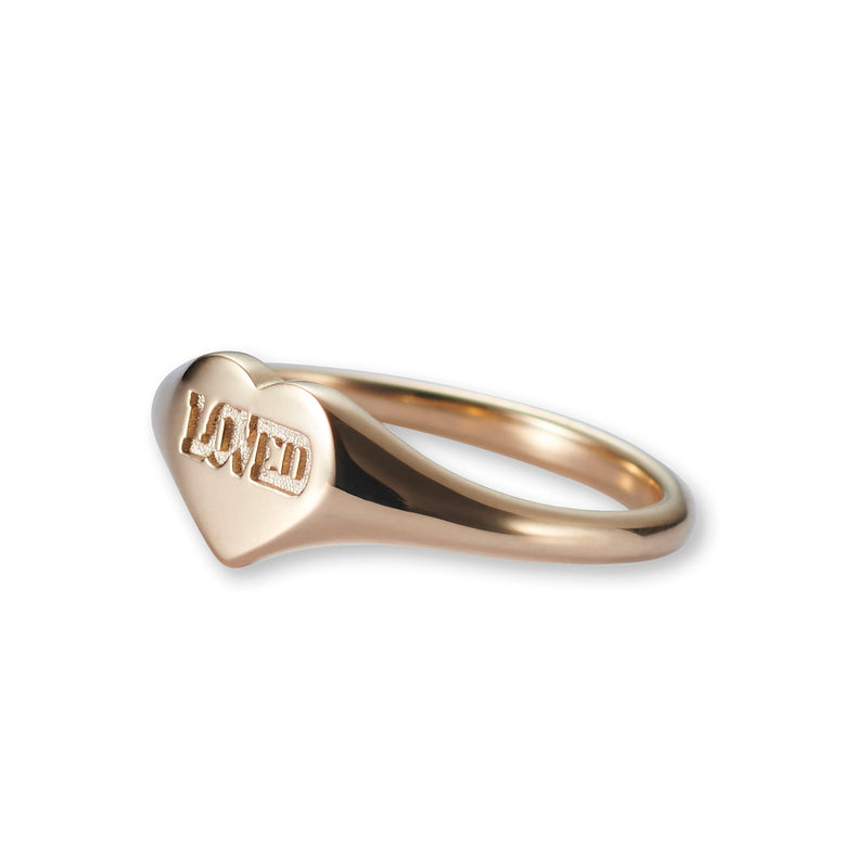 Baby LOVED Heart Signet Ring in Rose Gold