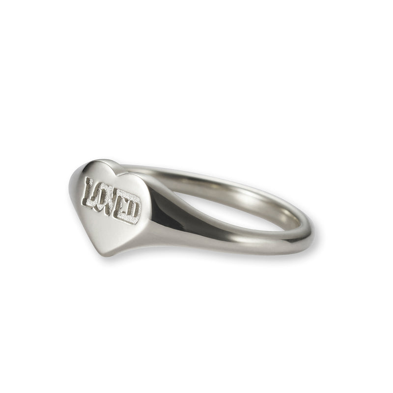 Baby LOVED Heart Signet Ring in Sterling Silver