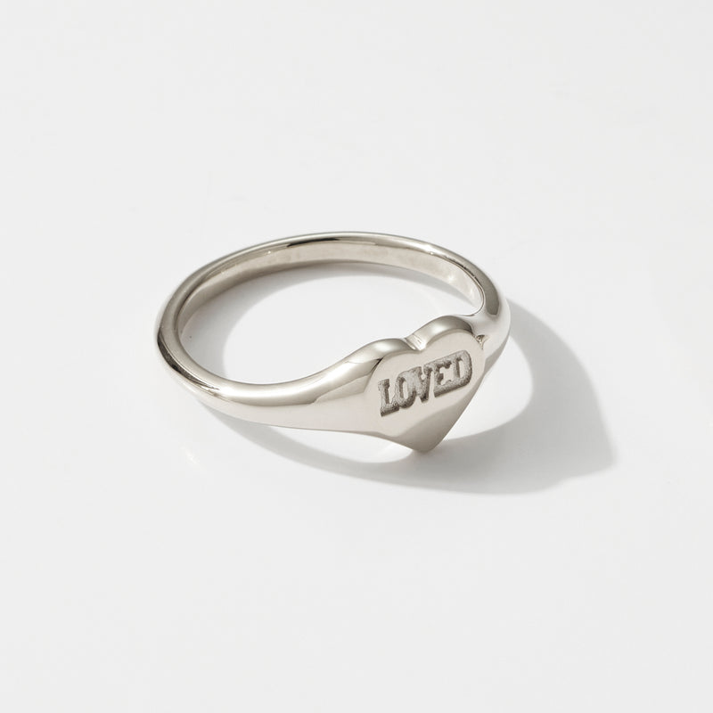 Baby LOVED Heart Signet Ring in Sterling Silver