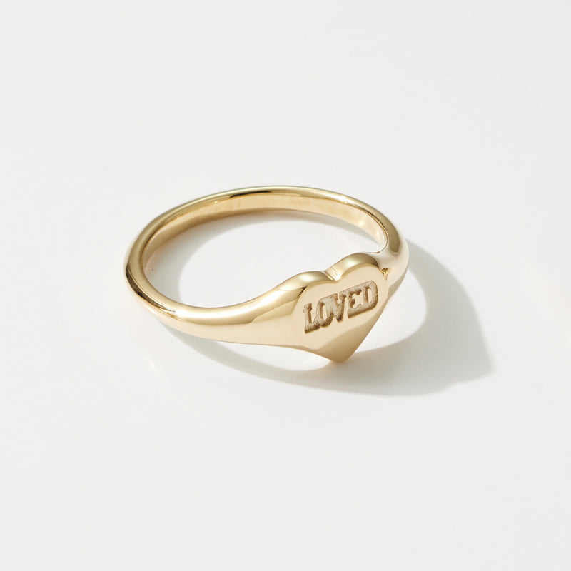 Baby LOVED Heart Signet Ring in Yellow Gold