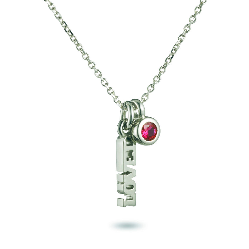 Baby LOVED Ruby Necklace in Platinum