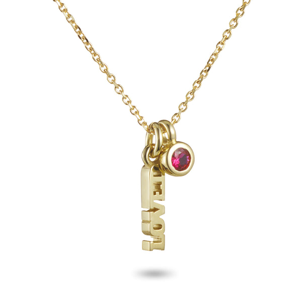 Baby LOVED Ruby Necklace in Yellow Gold
