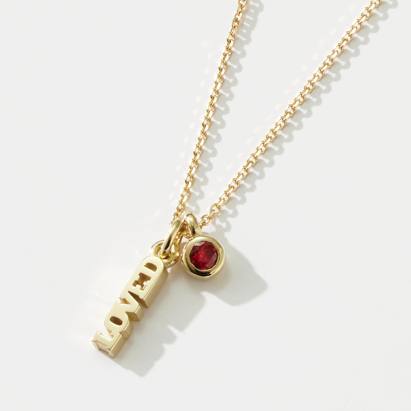 Baby LOVED Ruby Necklace in Yellow Gold