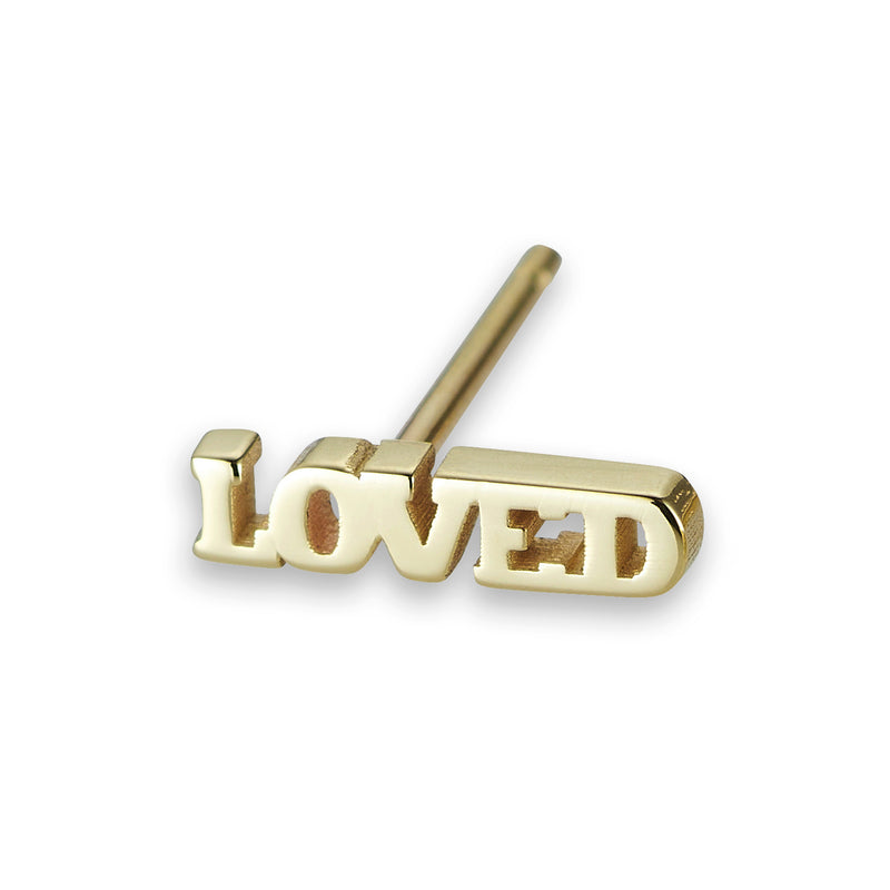 Single LOVED Stud Earring in Yellow Gold