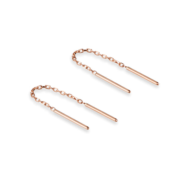 Baby Bar Thread Earring in Rose Gold