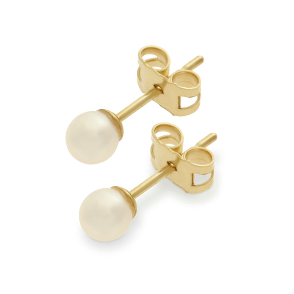 Baby Pearl Studs in Yellow Gold