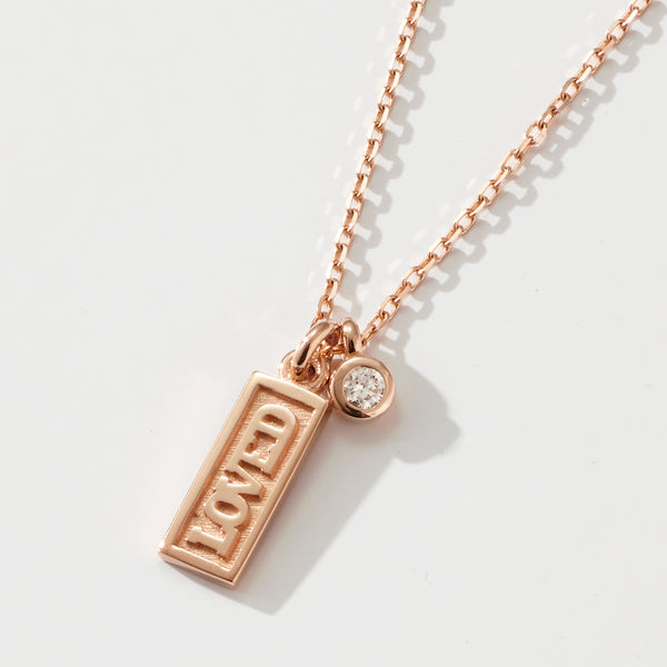 LOVED Bar Diamond Necklace in Rose Gold