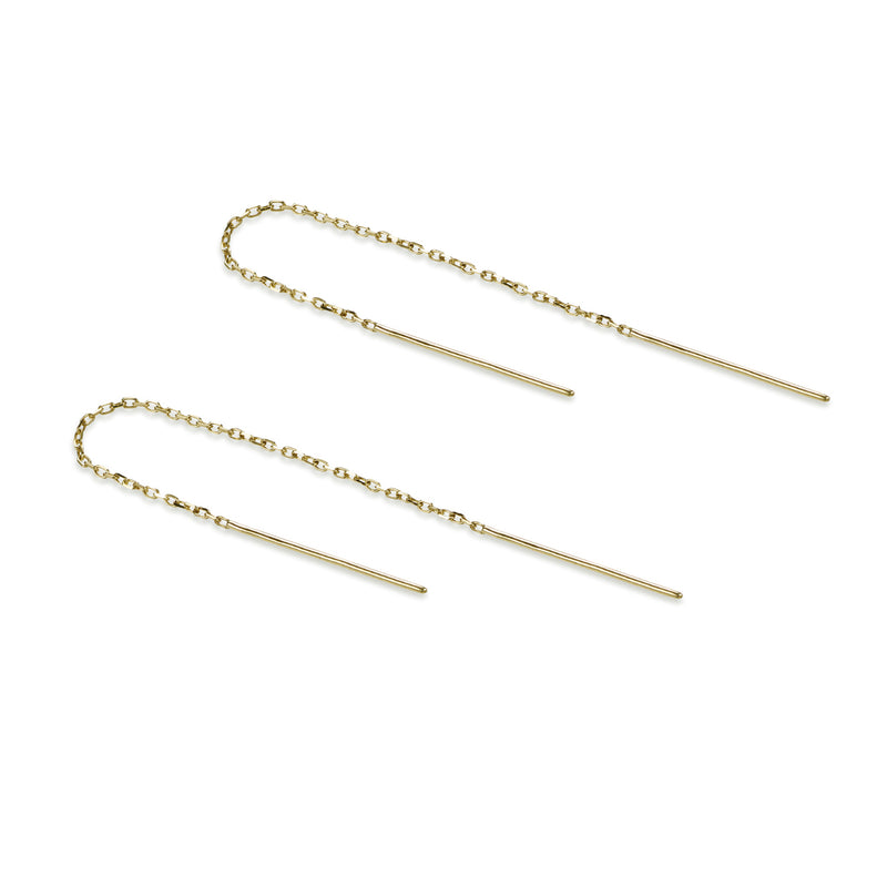 10cm Bar Thread Earrings in Yellow Gold