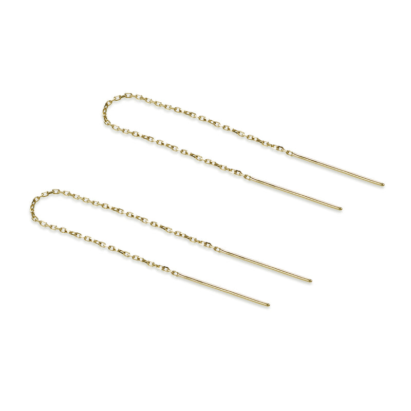 12cm Bar Thread Earrings in Yellow Gold