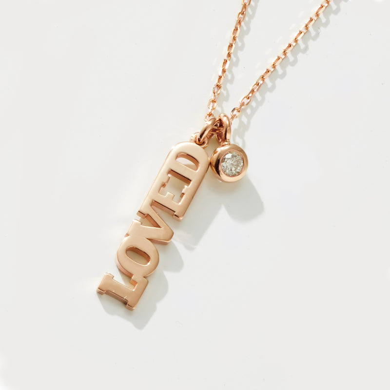 Big LOVED Diamond Necklace in Rose Gold