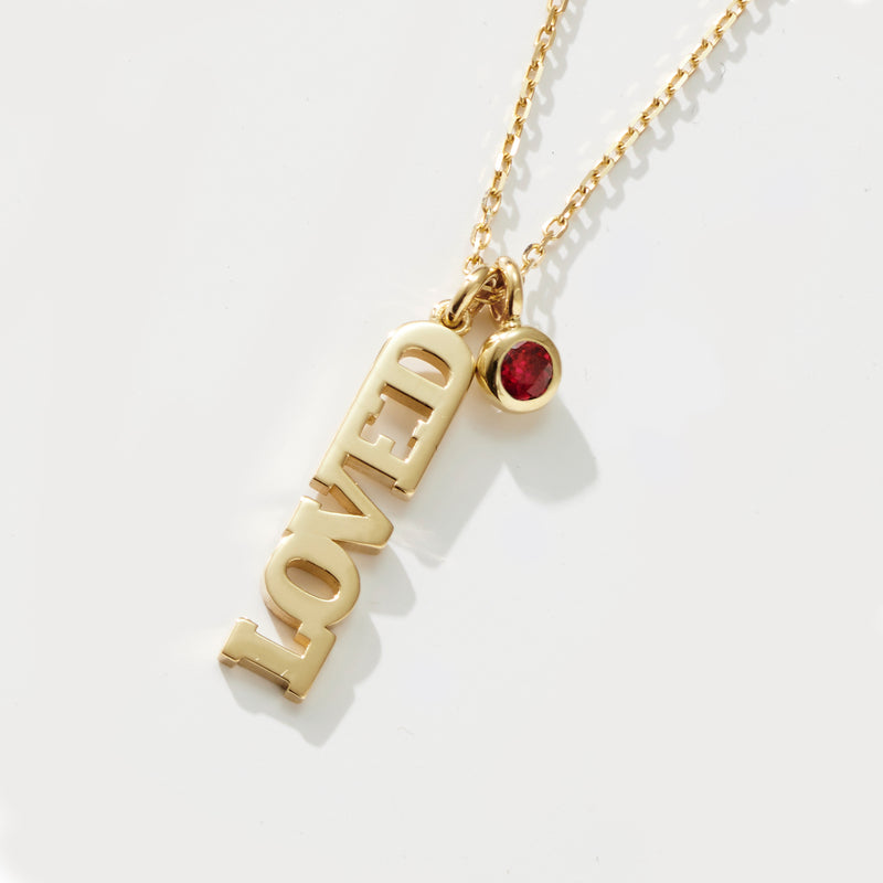 Big LOVED Ruby Necklace in Yellow Gold