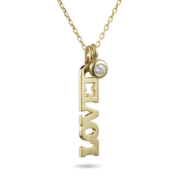 Big LOVED Diamond Necklace in Yellow Gold
