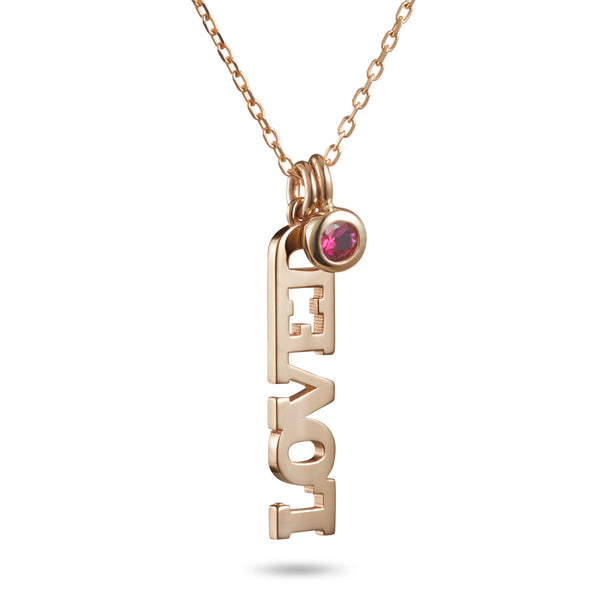 Big LOVED Ruby Necklace in Rose Gold
