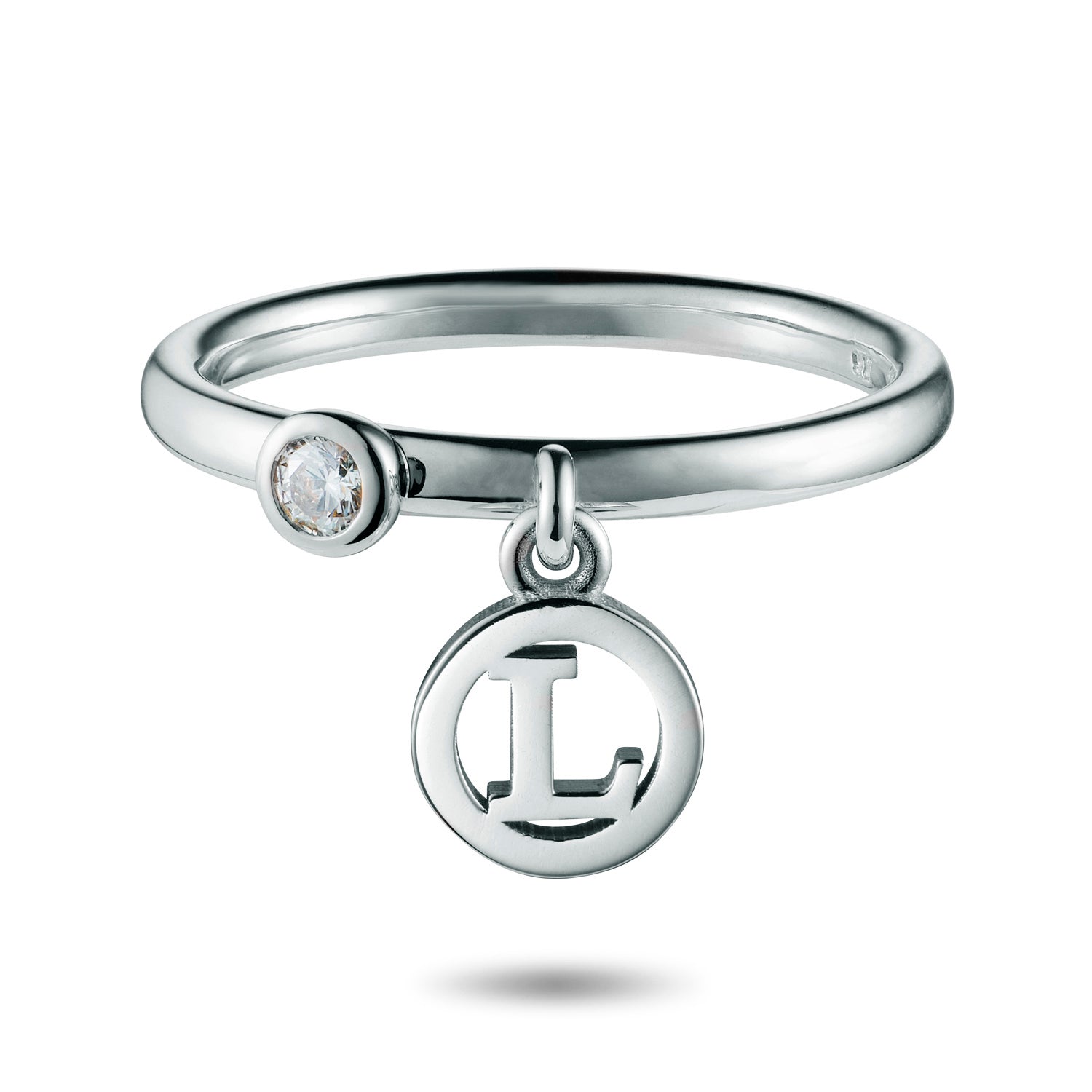 Big Diamond Initial Drop Ring in Platinum – Luke Rose Jewellery