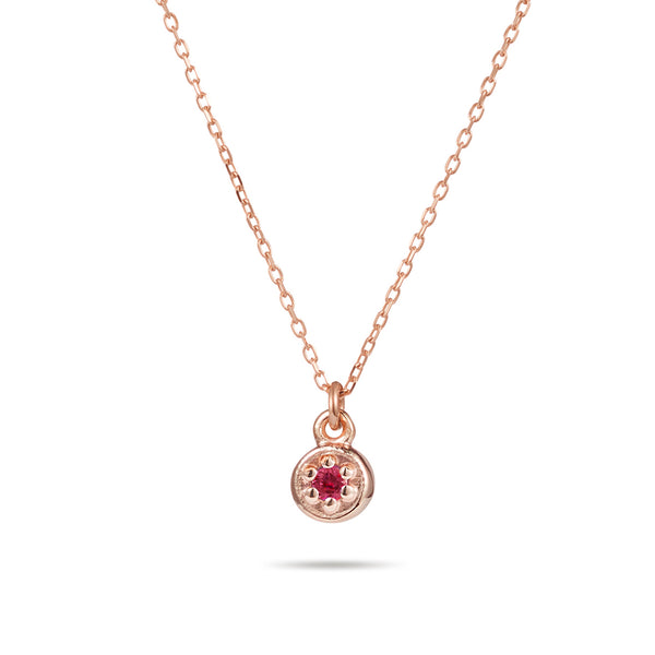 Birthstone Poppy Rock Necklace in Rose Gold