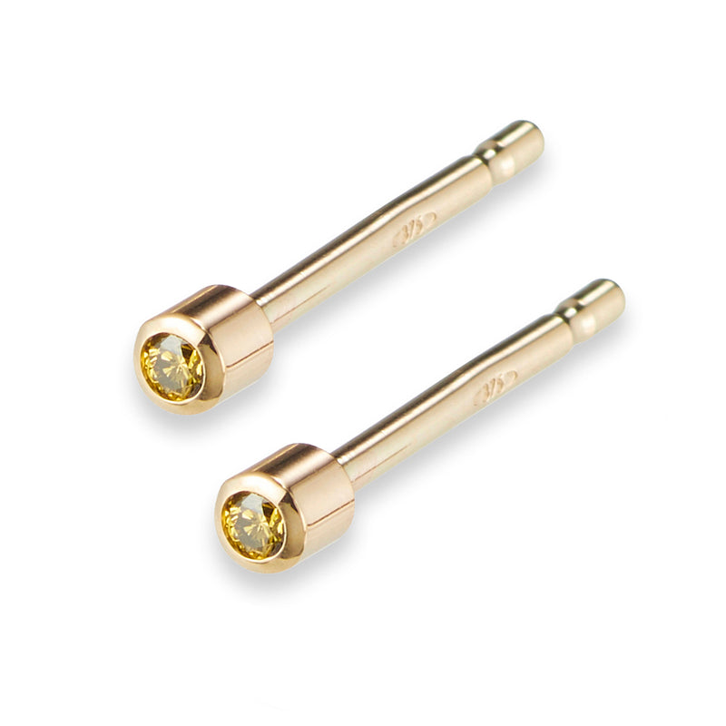 Pair of Coloured Diamond Stud Earrings in Yellow Gold