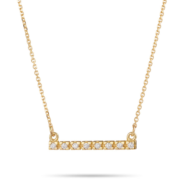 Diamond Turret Bar Necklace in Yellow Gold