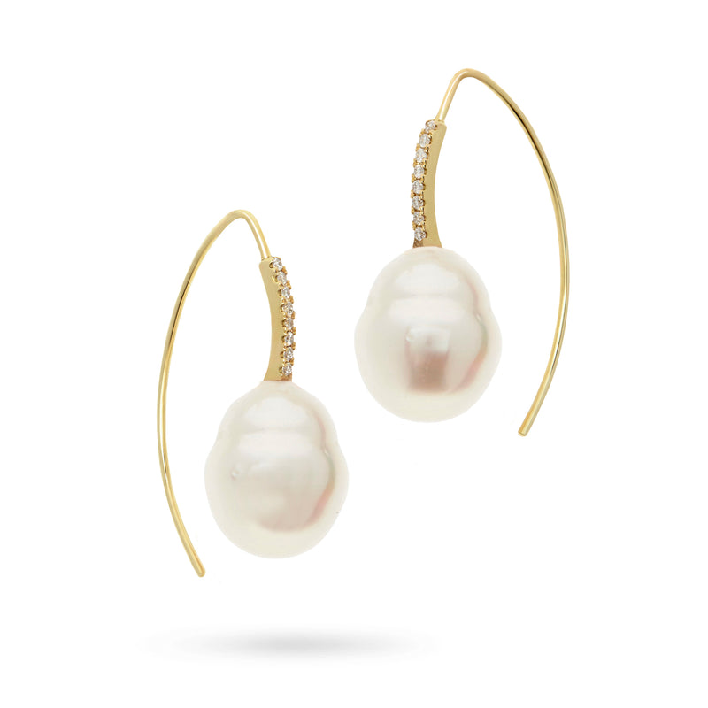 Diamond Baroque Pearl Earrings