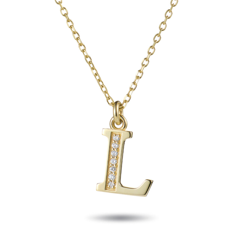 Diamond Initial Necklace in Yellow Gold