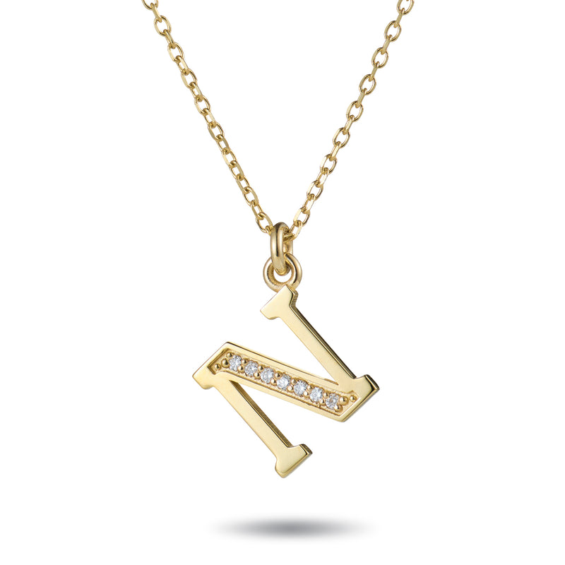 Diamond Initial Necklace in Yellow Gold