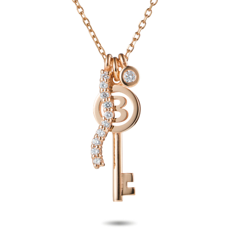 The Ultimate Diamond Initial Key Necklace in Rose Gold