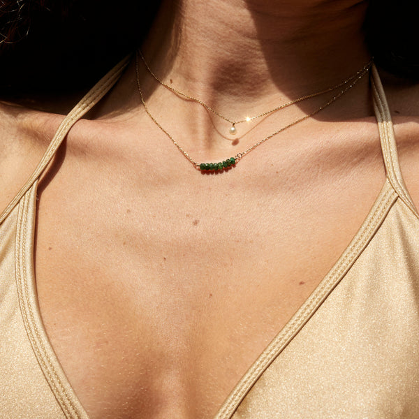 Emerald Smile Necklace in Yellow Gold