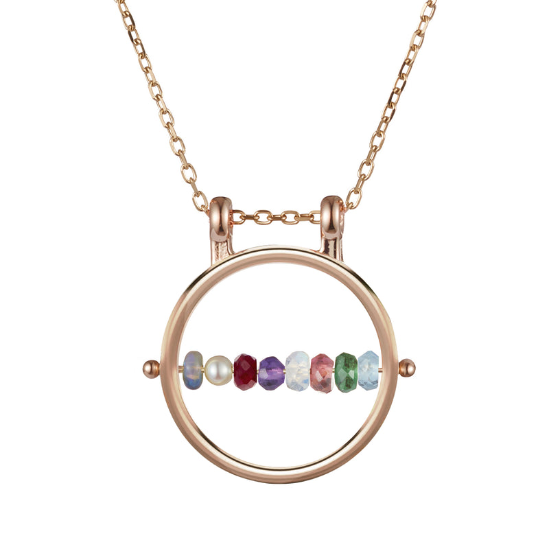 The Family Birthstone Abacus Necklace in Rose Gold