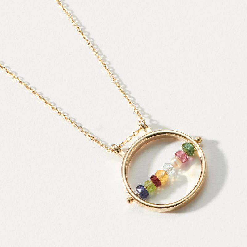 The Family Birthstone Abacus Necklace in Yellow Gold