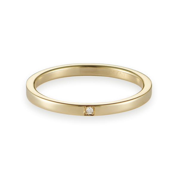 Fine Squared Diamond Band in Yellow Gold