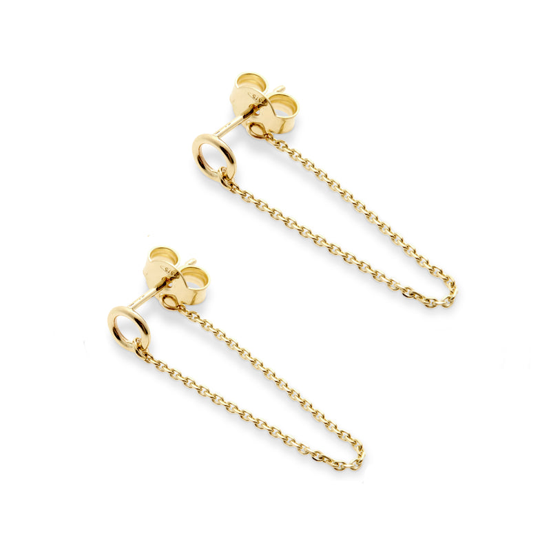 Halo Chain Stud Earrings in Yellow Gold