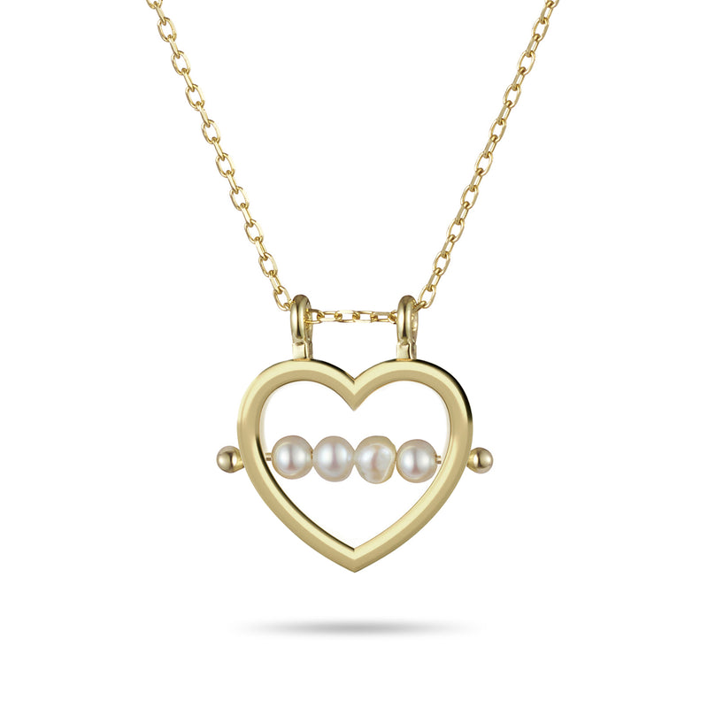Love Heart Birthstone Abacus Necklace in Yellow Gold