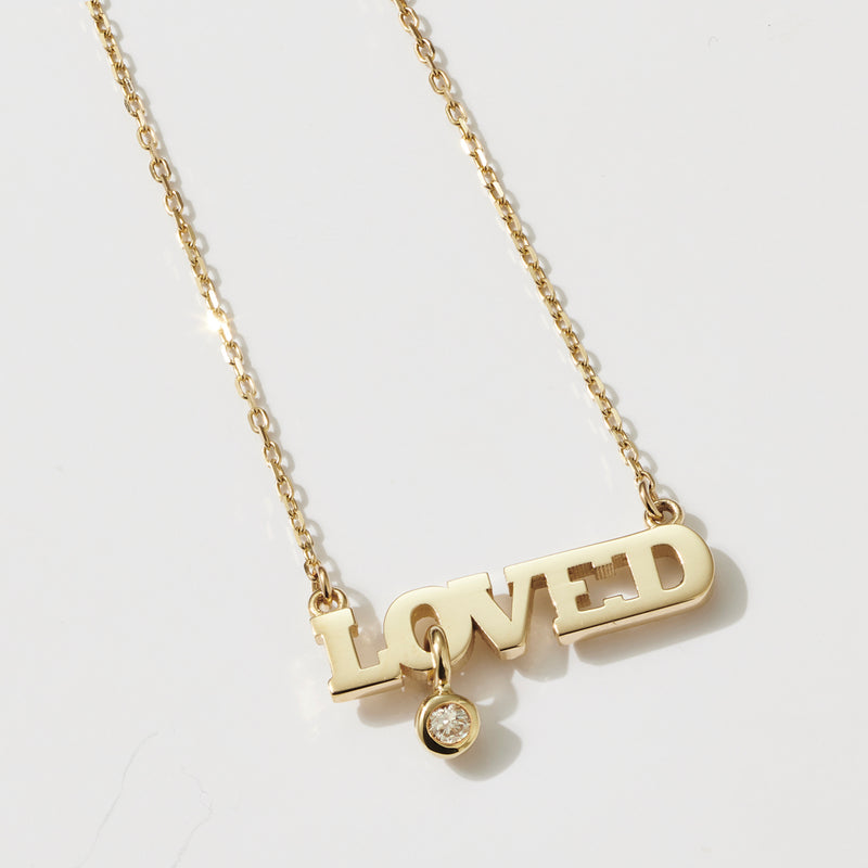 The Horizontal LOVED Diamond Necklace in Yellow Gold