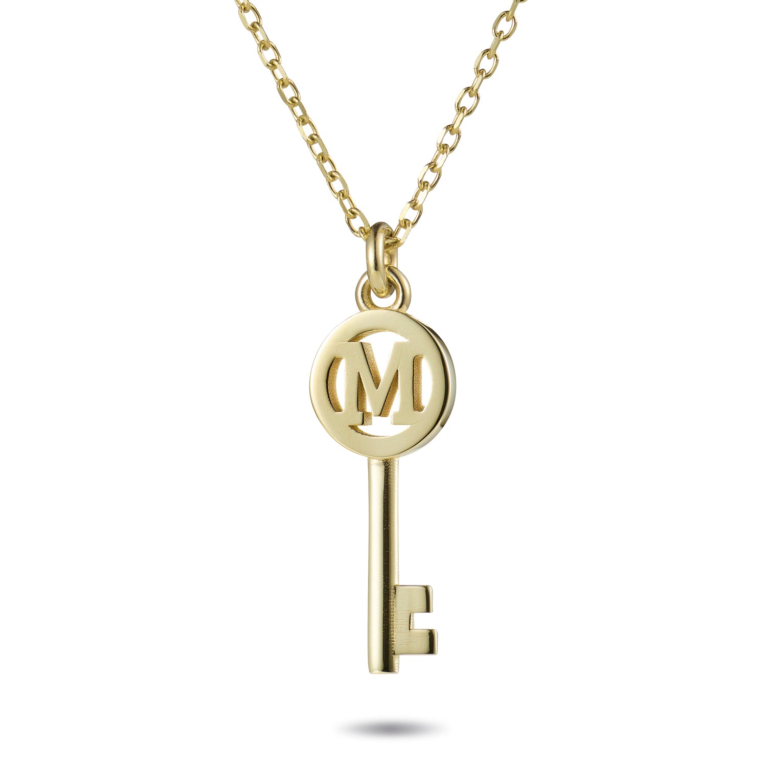 Initial Key Necklace in Yellow Gold – Luke Rose Jewellery